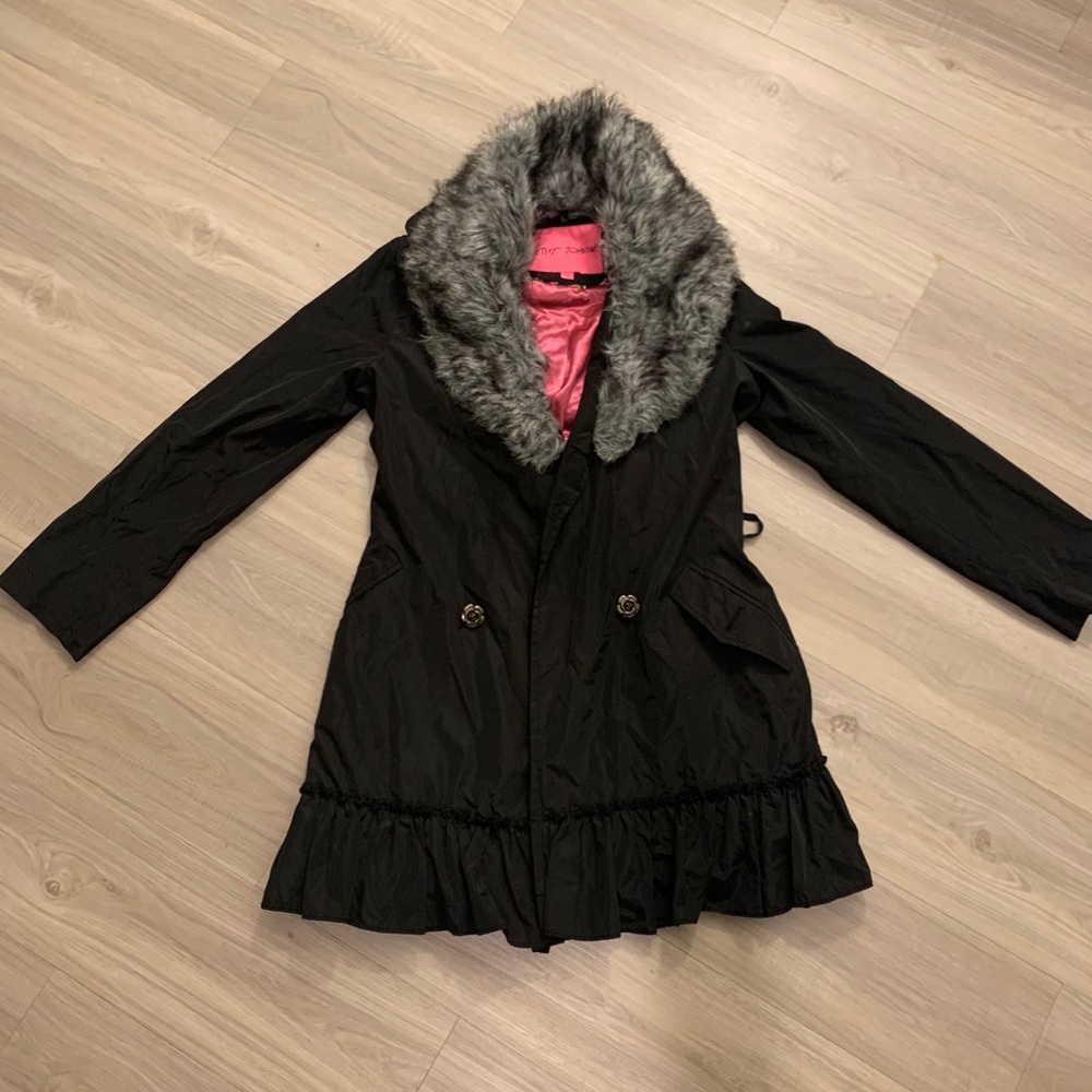 **SOLD**Betsy Johnson Fur Lined Nylon Coat